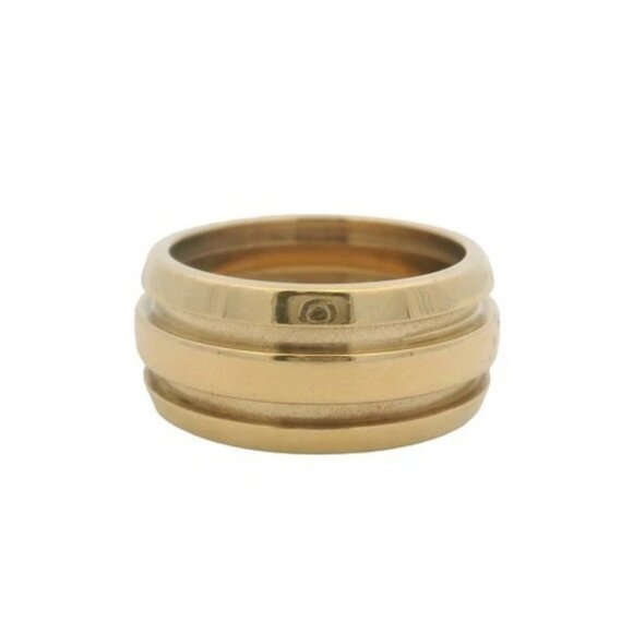 Vintage Tiffany & Co 18kt Yellow Gold Double Grooved Wide Atlas Ring Band Size 6 - Picture 2 of 6